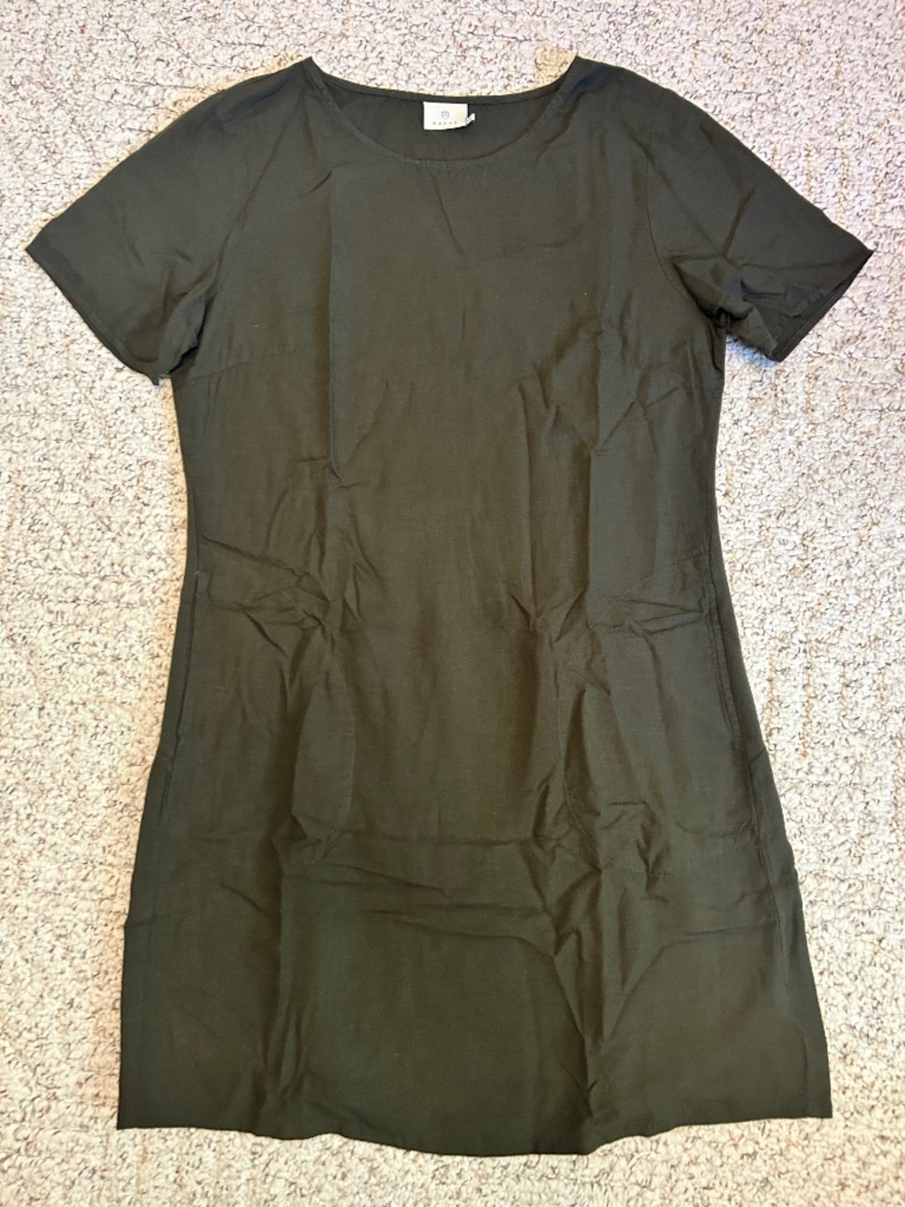 Kaffe Olive Green Short Sleeve Shift T-Shirt Dress Size 42 US Minimalist Safari